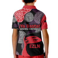 Zapatista Territories Kid Polo Shirt Mexico with EZLN Masked Face and Floral - Wonder Print Shop
