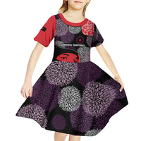 Zapatista Territories Kid Short Sleeve Dress Mexico with EZLN Masked Face and Floral - Wonder Print Shop