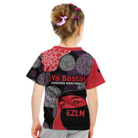 Zapatista Territories Kid T Shirt Mexico with EZLN Masked Face and Floral - Wonder Print Shop