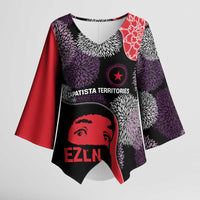 Zapatista Territories Kimono Sleeve Blouse Mexico with EZLN Masked Face and Floral - Wonder Print Shop