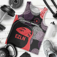 Zapatista Territories Men Tank Top Mexico with EZLN Masked Face and Floral - Wonder Print Shop