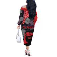 Zapatista Territories Off The Shoulder Long Sleeve Dress Mexico with EZLN Masked Face and Floral - Wonder Print Shop