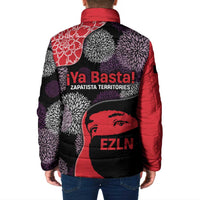 Zapatista Territories Padded Jacket Mexico with EZLN Masked Face and Floral - Wonder Print Shop