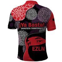 Zapatista Territories Polo Shirt Mexico with EZLN Masked Face and Floral - Wonder Print Shop