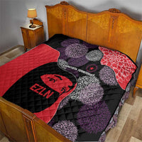 Zapatista Territories Quilt Mexico with EZLN Masked Face and Floral - Wonder Print Shop