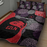 Zapatista Territories Quilt Bed Set Mexico with EZLN Masked Face and Floral - Wonder Print Shop