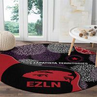 Zapatista Territories Round Carpet Mexico with EZLN Masked Face and Floral - Wonder Print Shop