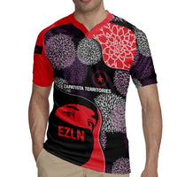 Zapatista Territories Rugby Jersey Mexico with EZLN Masked Face and Floral - Wonder Print Shop