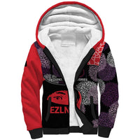 Zapatista Territories Sherpa Hoodie Mexico with EZLN Masked Face and Floral - Wonder Print Shop