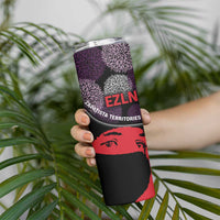 Zapatista Territories Skinny Tumbler Mexico with EZLN Masked Face and Floral - Wonder Print Shop