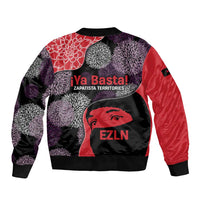 Zapatista Territories Sleeve Zip Bomber Jacket Mexico with EZLN Masked Face and Floral - Wonder Print Shop