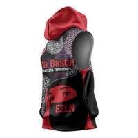 Zapatista Territories Sleeveless Hoodie Mexico with EZLN Masked Face and Floral - Wonder Print Shop
