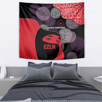 Zapatista Territories Tapestry Mexico with EZLN Masked Face and Floral - Wonder Print Shop
