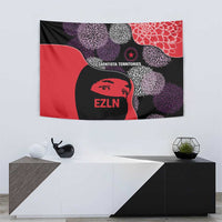 Zapatista Territories Tapestry Mexico with EZLN Masked Face and Floral - Wonder Print Shop