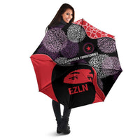Zapatista Territories Umbrella Mexico with EZLN Masked Face and Floral - Wonder Print Shop