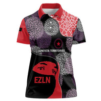 Zapatista Territories Women Polo Shirt Mexico with EZLN Masked Face and Floral - Wonder Print Shop