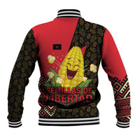 Zapatista Territories Baseball Jacket Mexico with Corn Graphic and Indigenous Pattern Semillas de Libertad - Wonder Print Shop