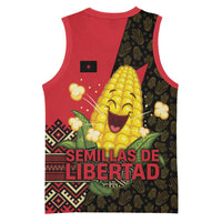 Zapatista Territories Basketball Jersey Mexico with Corn Graphic and Indigenous Pattern Semillas de Libertad - Wonder Print Shop