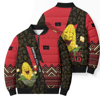 Zapatista Territories Bomber Puffer Jacket Mexico with Corn Graphic and Indigenous Pattern Semillas de Libertad - Wonder Print Shop