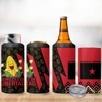 Zapatista Territories 4 in 1 Can Cooler Tumbler Mexico with Corn Graphic and Indigenous Pattern Semillas de Libertad - Wonder Print Shop
