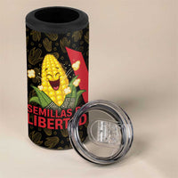 Zapatista Territories 4 in 1 Can Cooler Tumbler Mexico with Corn Graphic and Indigenous Pattern Semillas de Libertad - Wonder Print Shop