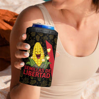 Zapatista Territories 4 in 1 Can Cooler Tumbler Mexico with Corn Graphic and Indigenous Pattern Semillas de Libertad - Wonder Print Shop