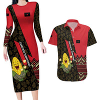 Zapatista Territories Couples Matching Long Sleeve Bodycon Dress and Hawaiian Shirt Mexico with Corn Graphic and Indigenous Pattern Semillas de Libertad - Wonder Print Shop
