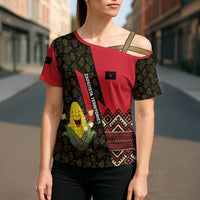 Zapatista Territories Cross Shoulder Shirt Mexico with Corn Graphic and Indigenous Pattern Semillas de Libertad - Wonder Print Shop