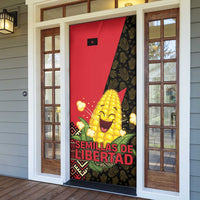 Zapatista Territories Door Cover Mexico with Corn Graphic and Indigenous Pattern Semillas de Libertad - Wonder Print Shop