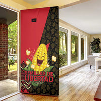 Zapatista Territories Door Cover Mexico with Corn Graphic and Indigenous Pattern Semillas de Libertad - Wonder Print Shop