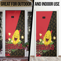 Zapatista Territories Door Cover Mexico with Corn Graphic and Indigenous Pattern Semillas de Libertad - Wonder Print Shop
