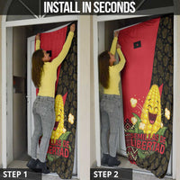 Zapatista Territories Door Cover Mexico with Corn Graphic and Indigenous Pattern Semillas de Libertad - Wonder Print Shop