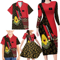 Zapatista Territories Family Matching Long Sleeve Bodycon Dress and Hawaiian Shirt Mexico with Corn Graphic and Indigenous Pattern Semillas de Libertad - Wonder Print Shop