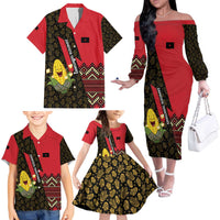 Zapatista Territories Family Matching Off The Shoulder Long Sleeve Dress and Hawaiian Shirt Mexico with Corn Graphic and Indigenous Pattern Semillas de Libertad - Wonder Print Shop