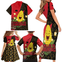 Zapatista Territories Family Matching Short Sleeve Bodycon Dress and Hawaiian Shirt Mexico with Corn Graphic and Indigenous Pattern Semillas de Libertad - Wonder Print Shop