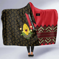 Zapatista Territories Hooded Blanket Mexico with Corn Graphic and Indigenous Pattern Semillas de Libertad - Wonder Print Shop