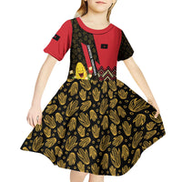 Zapatista Territories Kid Short Sleeve Dress Mexico with Corn Graphic and Indigenous Pattern Semillas de Libertad - Wonder Print Shop