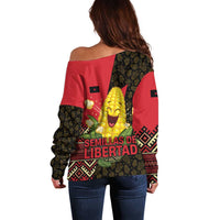 Zapatista Territories Off Shoulder Sweater Mexico with Corn Graphic and Indigenous Pattern Semillas de Libertad - Wonder Print Shop