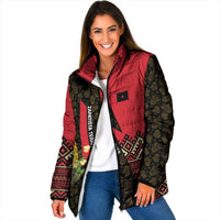 Zapatista Territories Padded Jacket Mexico with Corn Graphic and Indigenous Pattern Semillas de Libertad - Wonder Print Shop