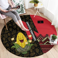 Zapatista Territories Round Carpet Mexico with Corn Graphic and Indigenous Pattern Semillas de Libertad - Wonder Print Shop