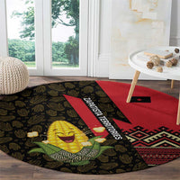 Zapatista Territories Round Carpet Mexico with Corn Graphic and Indigenous Pattern Semillas de Libertad - Wonder Print Shop