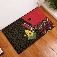 Zapatista Territories Rubber Doormat Mexico with Corn Graphic and Indigenous Pattern Semillas de Libertad - Wonder Print Shop