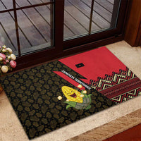 Zapatista Territories Rubber Doormat Mexico with Corn Graphic and Indigenous Pattern Semillas de Libertad - Wonder Print Shop
