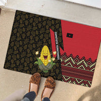 Zapatista Territories Rubber Doormat Mexico with Corn Graphic and Indigenous Pattern Semillas de Libertad - Wonder Print Shop