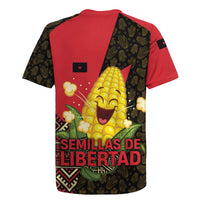 Zapatista Territories Rugby Jersey Mexico with Corn Graphic and Indigenous Pattern Semillas de Libertad - Wonder Print Shop