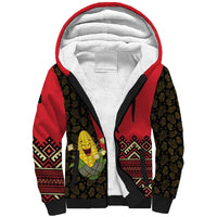 Zapatista Territories Sherpa Hoodie Mexico with Corn Graphic and Indigenous Pattern Semillas de Libertad - Wonder Print Shop