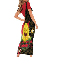 Zapatista Territories Short Sleeve Bodycon Dress Mexico with Corn Graphic and Indigenous Pattern Semillas de Libertad - Wonder Print Shop
