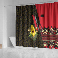 Zapatista Territories Shower Curtain Mexico with Corn Graphic and Indigenous Pattern Semillas de Libertad - Wonder Print Shop