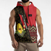 Zapatista Territories Sleeveless Hoodie Mexico with Corn Graphic and Indigenous Pattern Semillas de Libertad - Wonder Print Shop