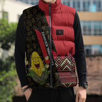 Zapatista Territories Sleeveless Puffer Jacket Mexico with Corn Graphic and Indigenous Pattern Semillas de Libertad - Wonder Print Shop
